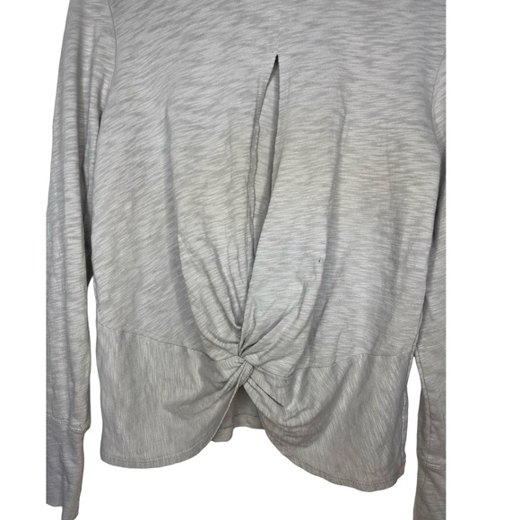 Banana Republic Gray Long Sleeve Tee with Keyhole & Bunching - Size Large - Picture 7 of 12